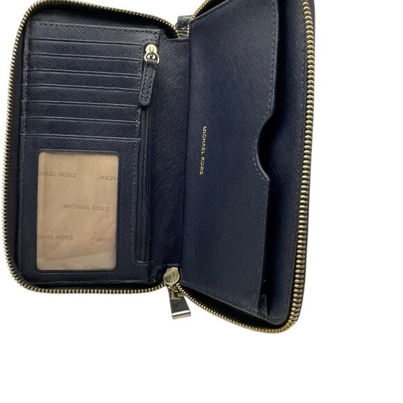 MICHAEL Michael Kors Large Scalloped Leather Clutch - Navy - Picture 11 of 12